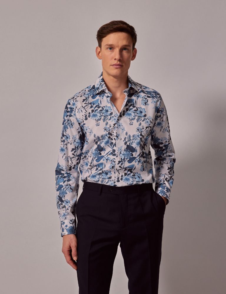Pure Cotton Textured Floral Shirt 1 of 5