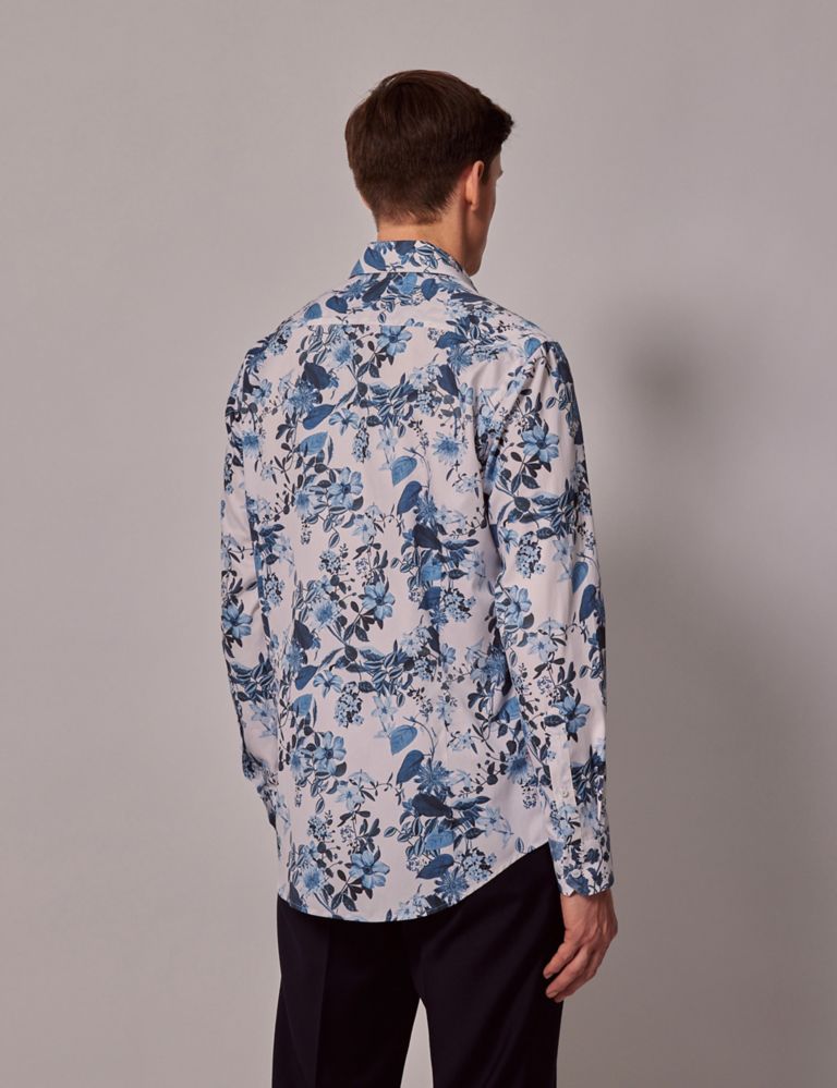Pure Cotton Textured Floral Shirt 2 of 5