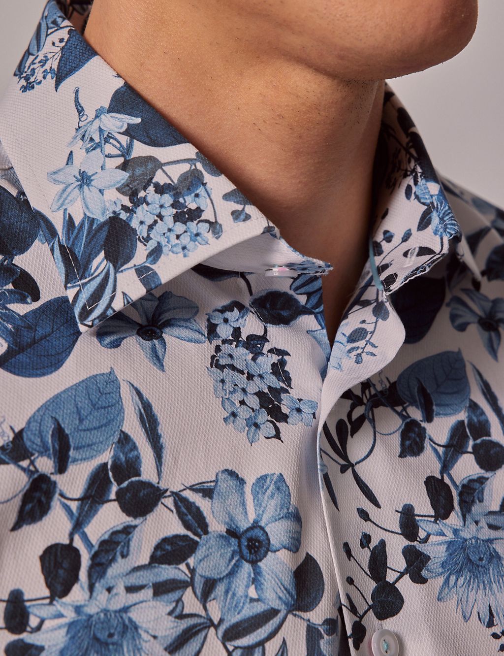 Pure Cotton Textured Floral Shirt 2 of 5