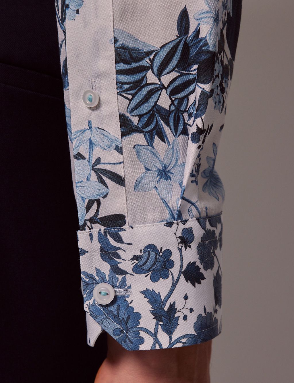 Pure Cotton Textured Floral Shirt 4 of 5