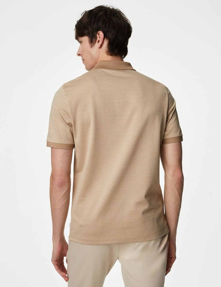 Pure Cotton Textured Half Zip Polo Shirt 5 of 5