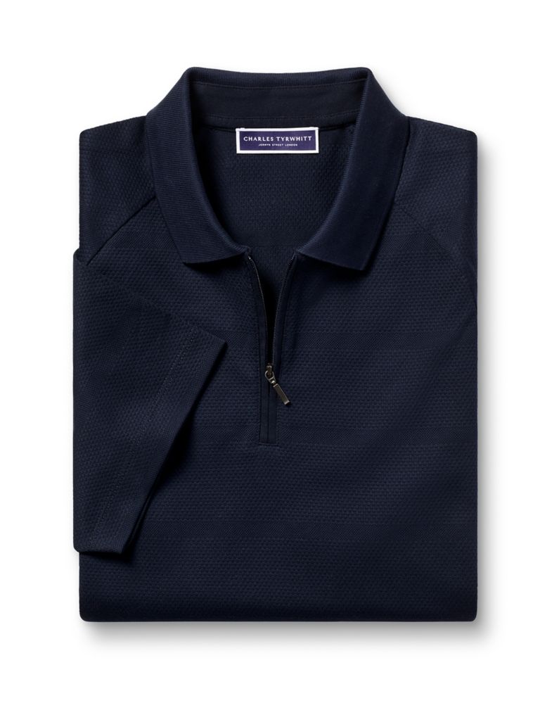 Pure Cotton Textured Half Zip Polo Shirt 2 of 5
