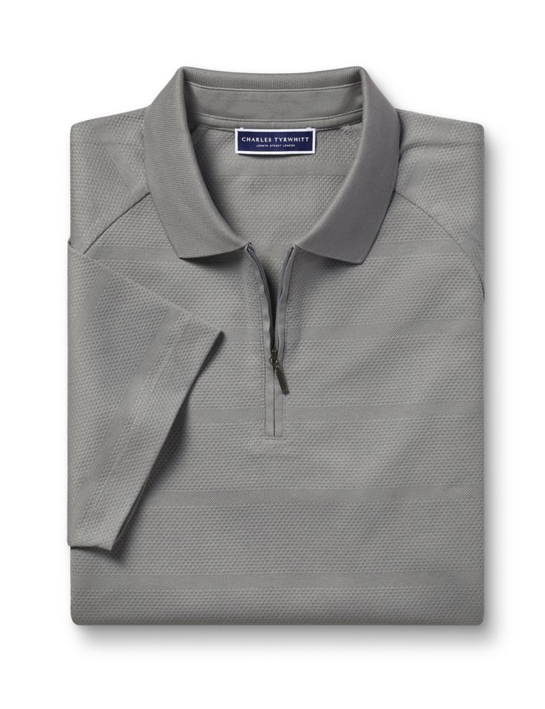 Pure Cotton Textured Half Zip Polo Shirt 2 of 5