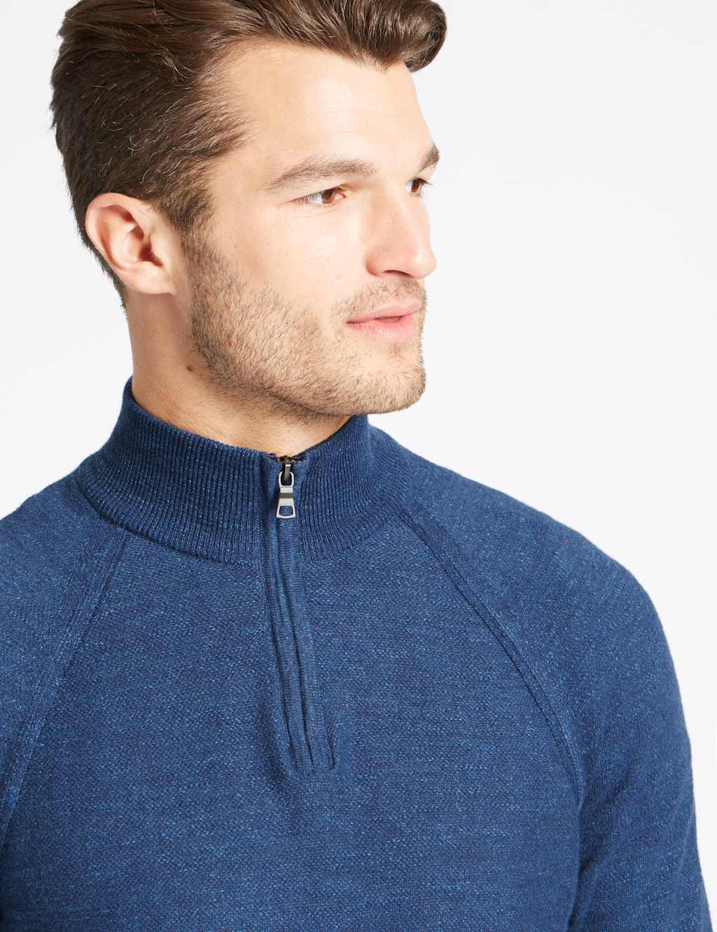 Pure Cotton Textured Half Zipped Jumper M&S Collection M&S
