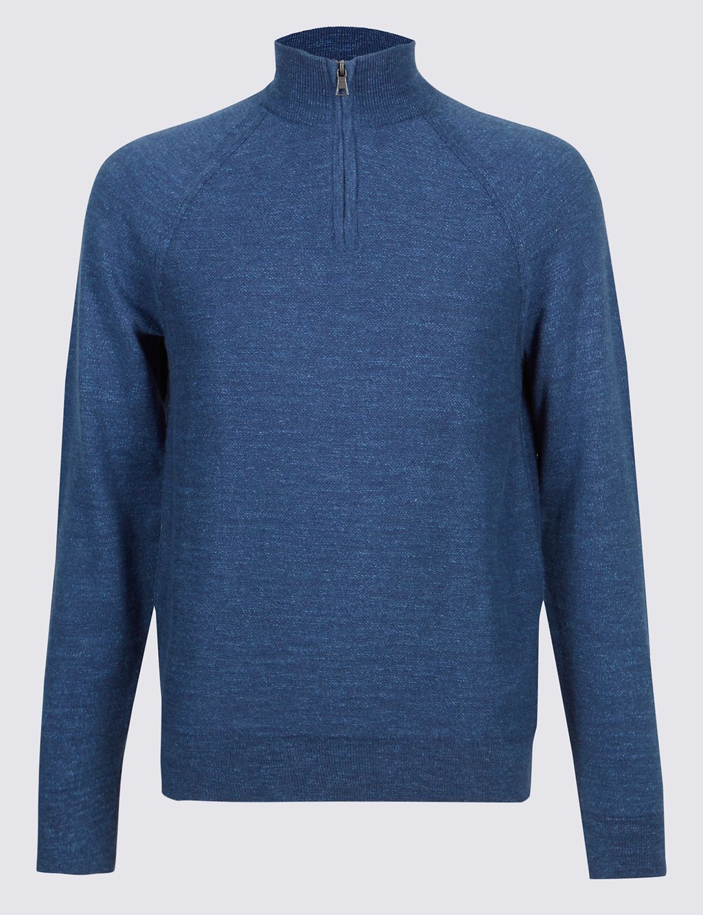 Pure Cotton Textured Half Zipped Jumper 1 of 5