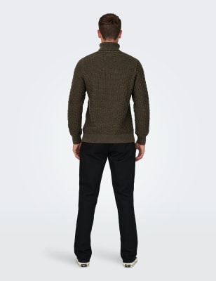 Pure Cotton Textured High Neck Jumper, ONLY & SONS