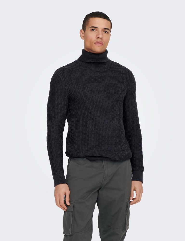 Pure Cotton Textured High Neck Jumper | ONLY & SONS | M&S