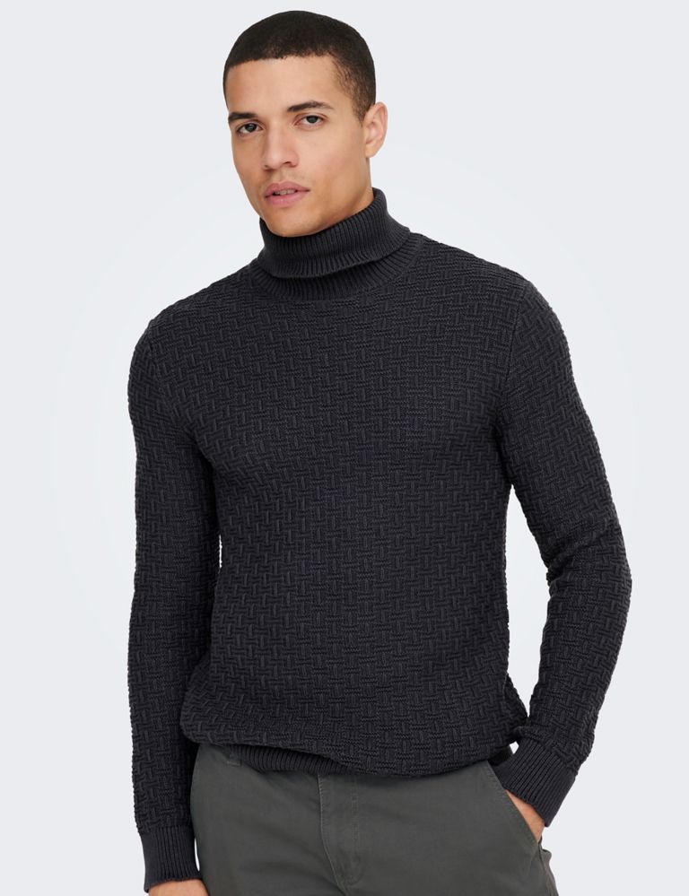Pure Cotton Textured High Neck Jumper | ONLY & SONS | M&S