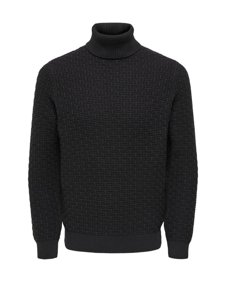 Pure Cotton Textured High Neck Jumper, ONLY & SONS