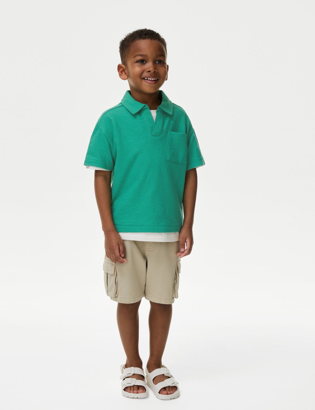 Pure Cotton Textured Jersey Polo Shirt (2-8 Yrs) 2 of 5
