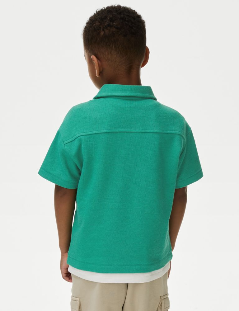 Pure Cotton Textured Jersey Polo Shirt (2-8 Yrs) 4 of 5