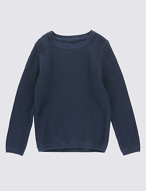 Pure Cotton Textured Jumper (1-7 Years) Image 2 of 3