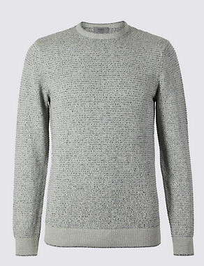 Pure Cotton Textured Jumper  Image 2 of 5
