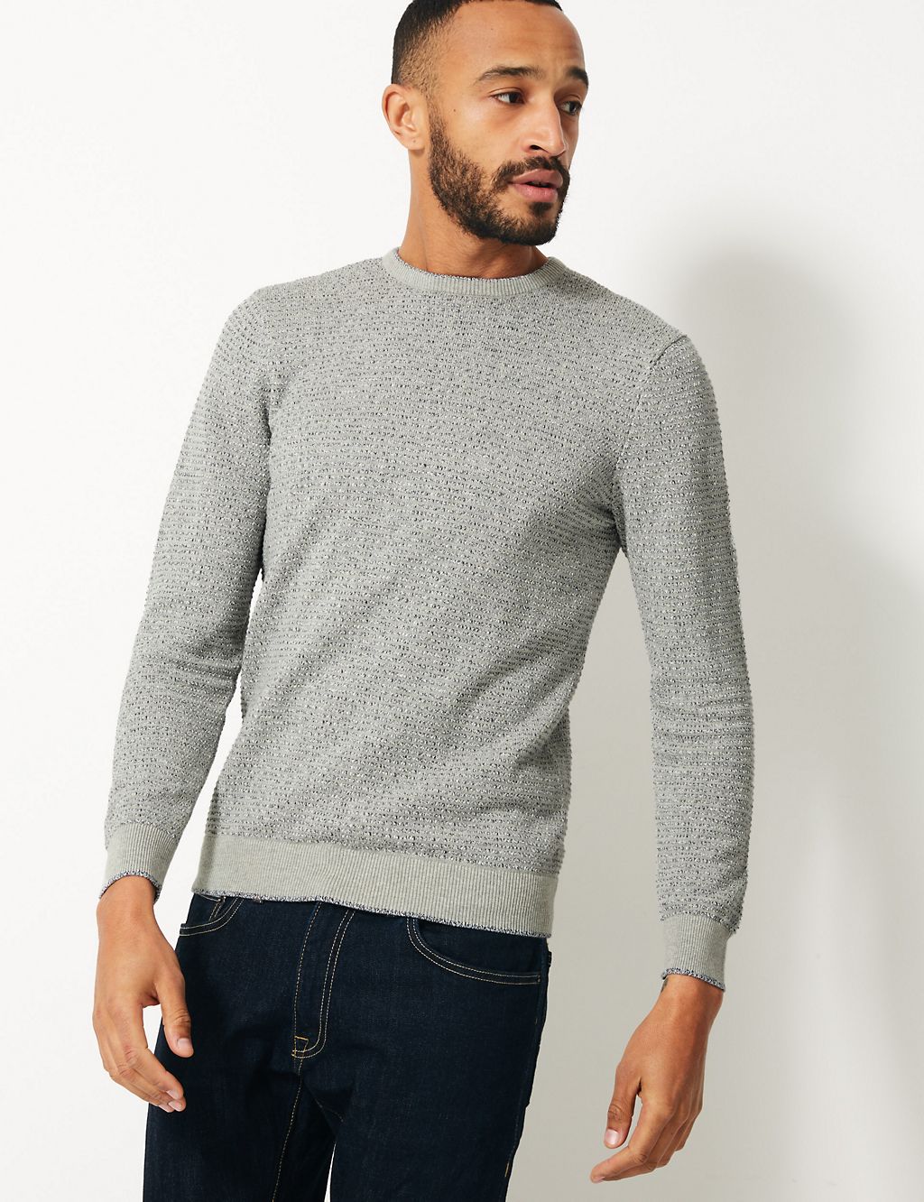 Pure Cotton Textured Jumper  3 of 5