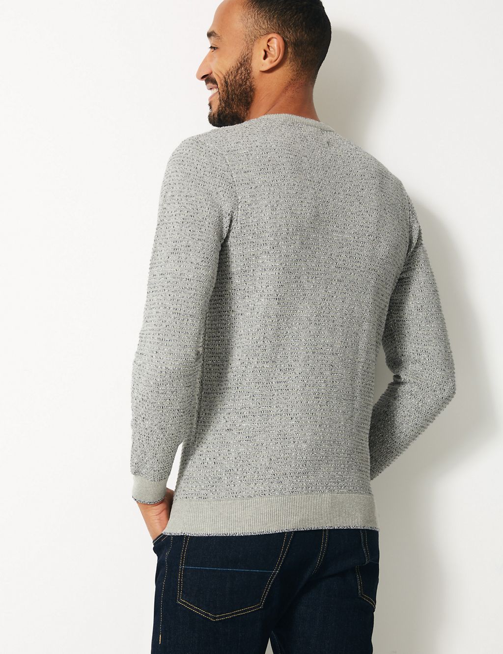 Pure Cotton Textured Jumper  2 of 5