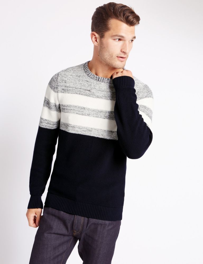 Pure Cotton Textured Jumper 1 of 3