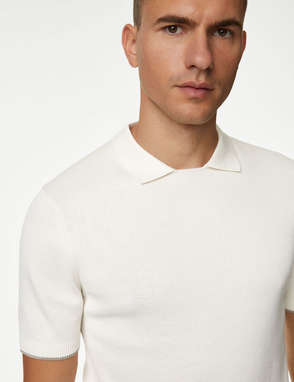 Pure Cotton Textured Knitted Polo Shirt 4 of 9