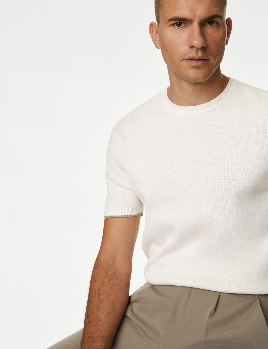 Pure Cotton Textured Knitted T-Shirt 2 of 9