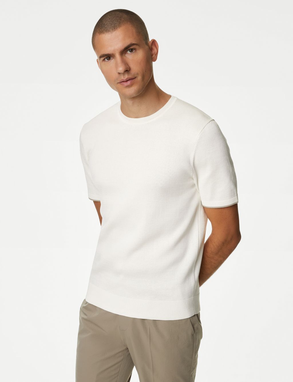 Pure Cotton Textured Knitted T-Shirt 7 of 9