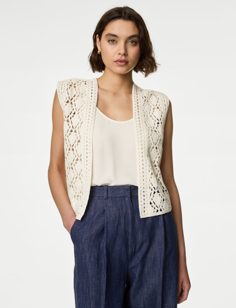 Pure Cotton Textured Knitted Vest 4 of 6