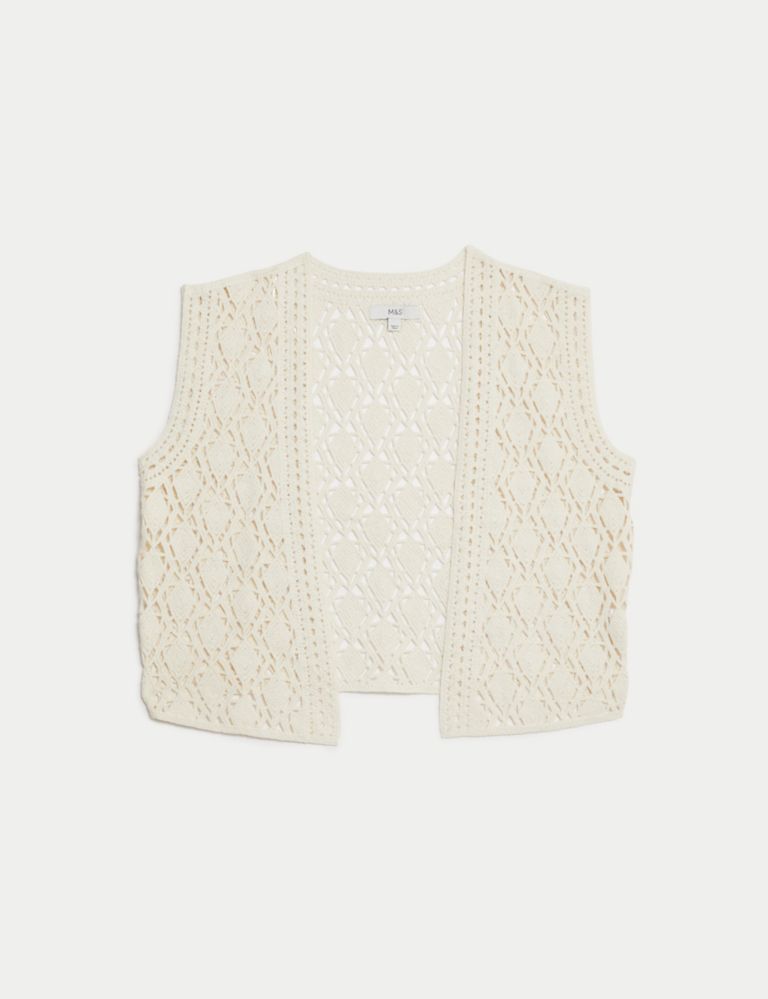 Pure Cotton Textured Knitted Vest 2 of 6