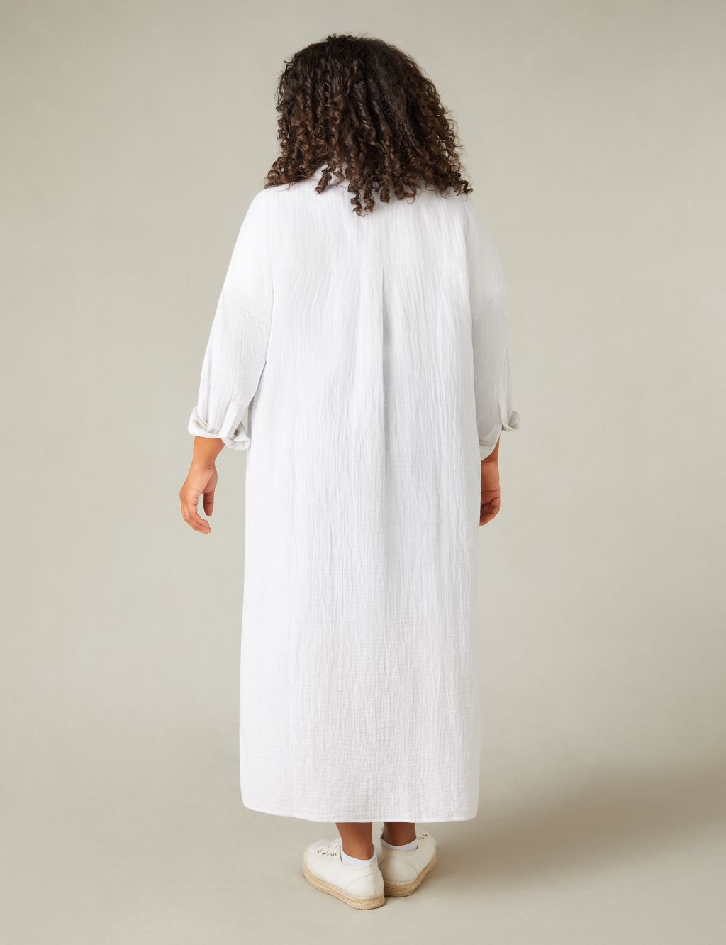 Pure Cotton Textured Maxi Shirt Dress 4 of 6