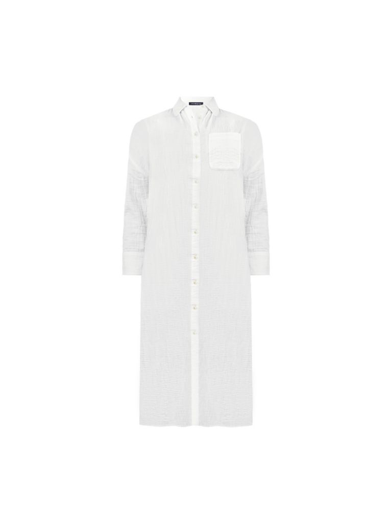 Pure Cotton Textured Maxi Shirt Dress 2 of 6