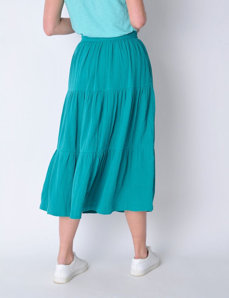 Pure Cotton Textured Midaxi Tiered Skirt 4 of 5