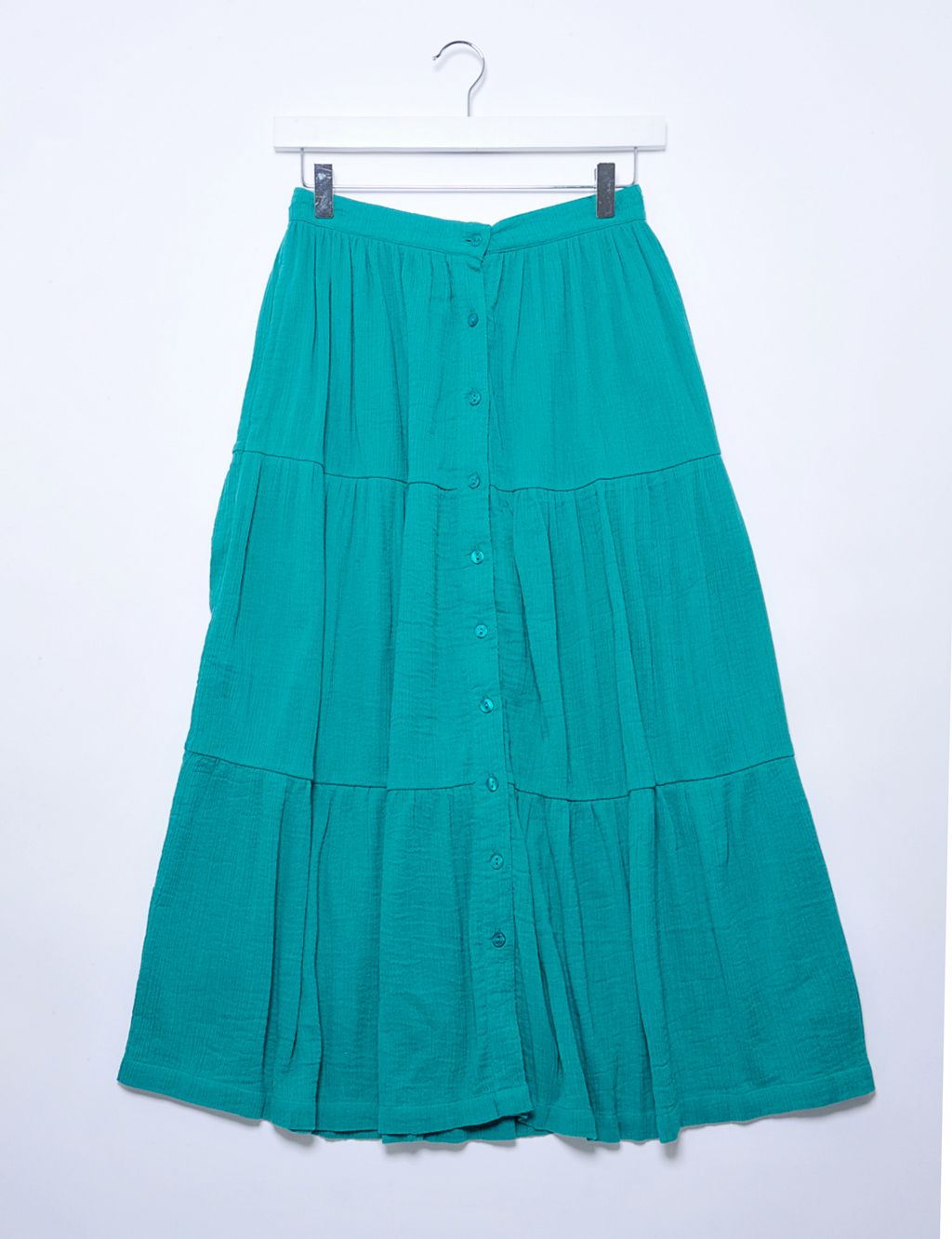 Pure Cotton Textured Midaxi Tiered Skirt 1 of 5