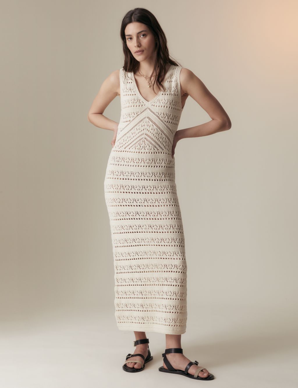 Pure Cotton Textured Midi Knitted Dress 8 of 8