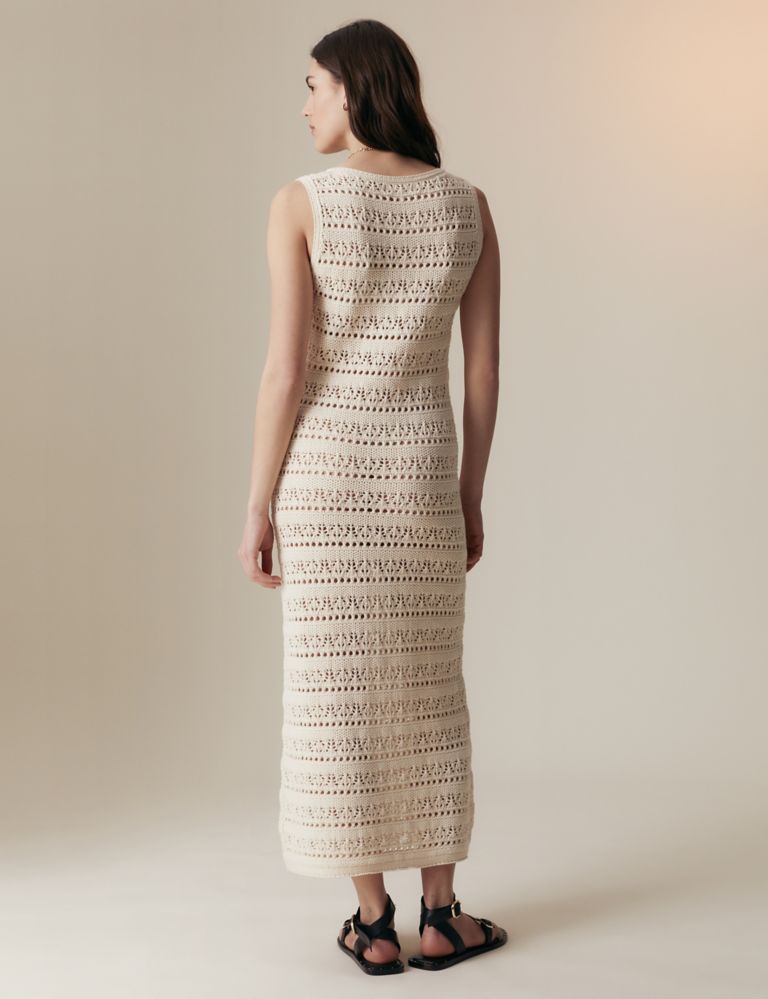 Pure Cotton Textured Midi Knitted Dress 6 of 8