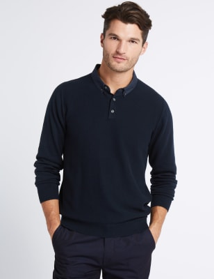 Marks and spencer mock shirt jumper men's sale