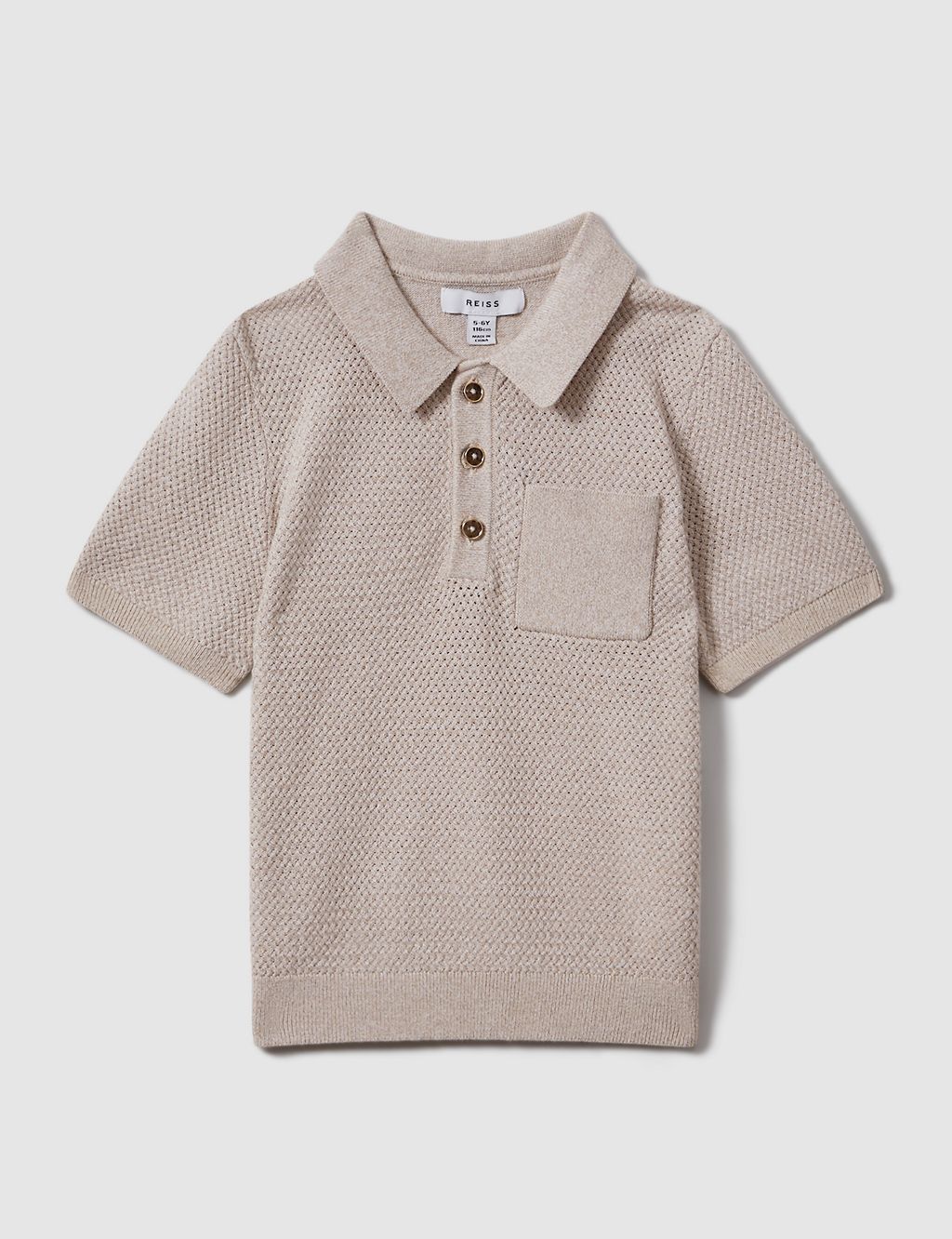 Pure Cotton Textured Polo Shirt (3-14 Yrs) 1 of 4