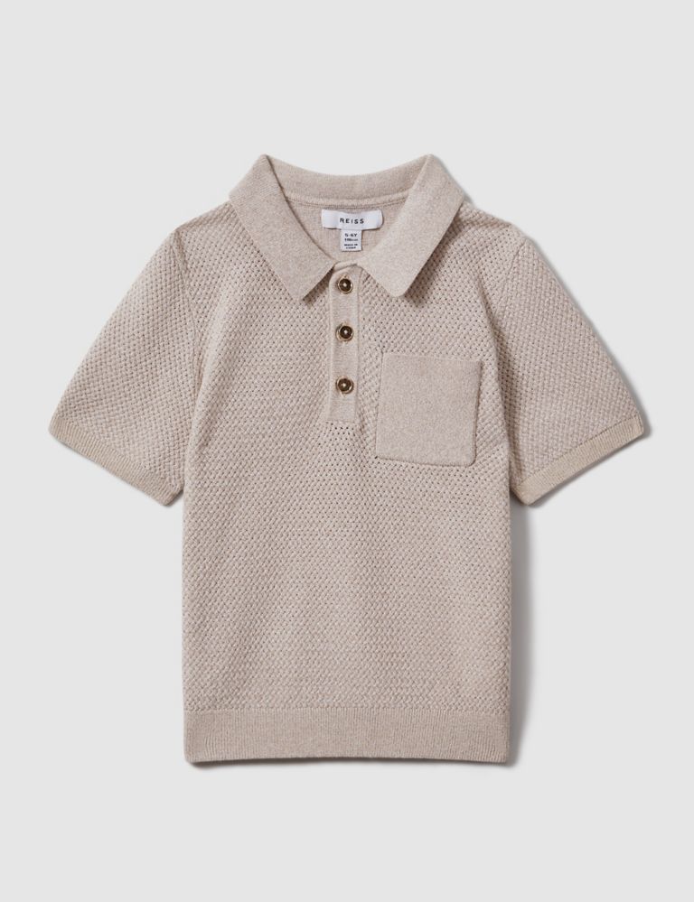 Pure Cotton Textured Polo Shirt (3-14 Yrs) 2 of 4