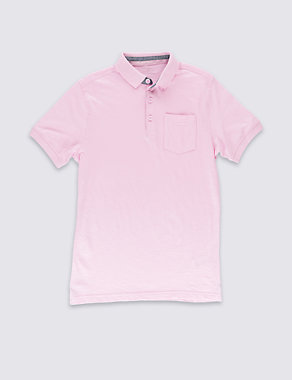 Pure Cotton Textured Polo Shirt (5-14 Years) Image 2 of 4