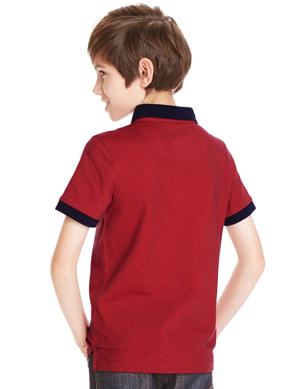 Pure Cotton Textured Polo Shirt (5-14 Years) 2 of 3