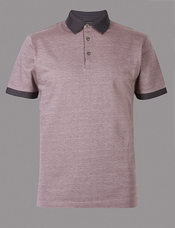 Pure Cotton Textured Polo Shirt Image 1 of 1