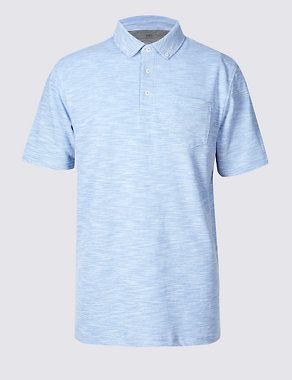 Pure Cotton Textured Polo Shirt Image 2 of 3