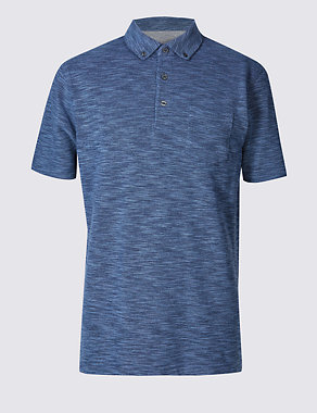 Pure Cotton Textured Polo Shirt Image 2 of 3