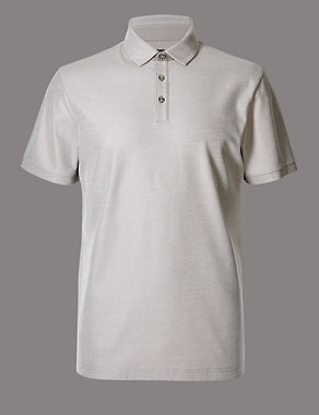 Pure Cotton Textured Polo Shirt Image 2 of 4