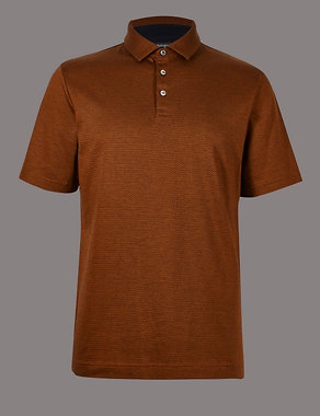 Pure Cotton Textured Polo Shirt Image 2 of 5
