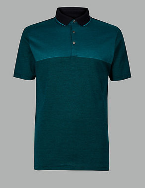Pure Cotton Textured Polo Shirt Image 2 of 4