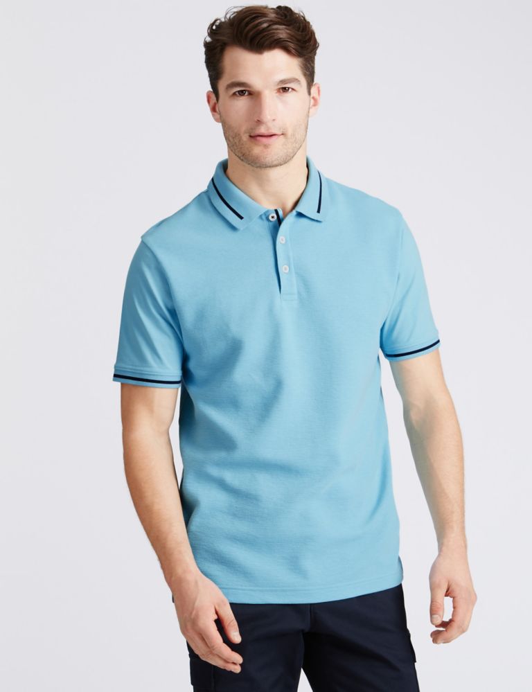 Pure Cotton Textured Polo Shirt 1 of 3
