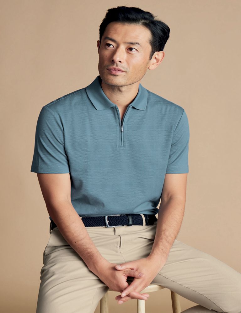 Pure Cotton Textured Polo Shirt 1 of 5