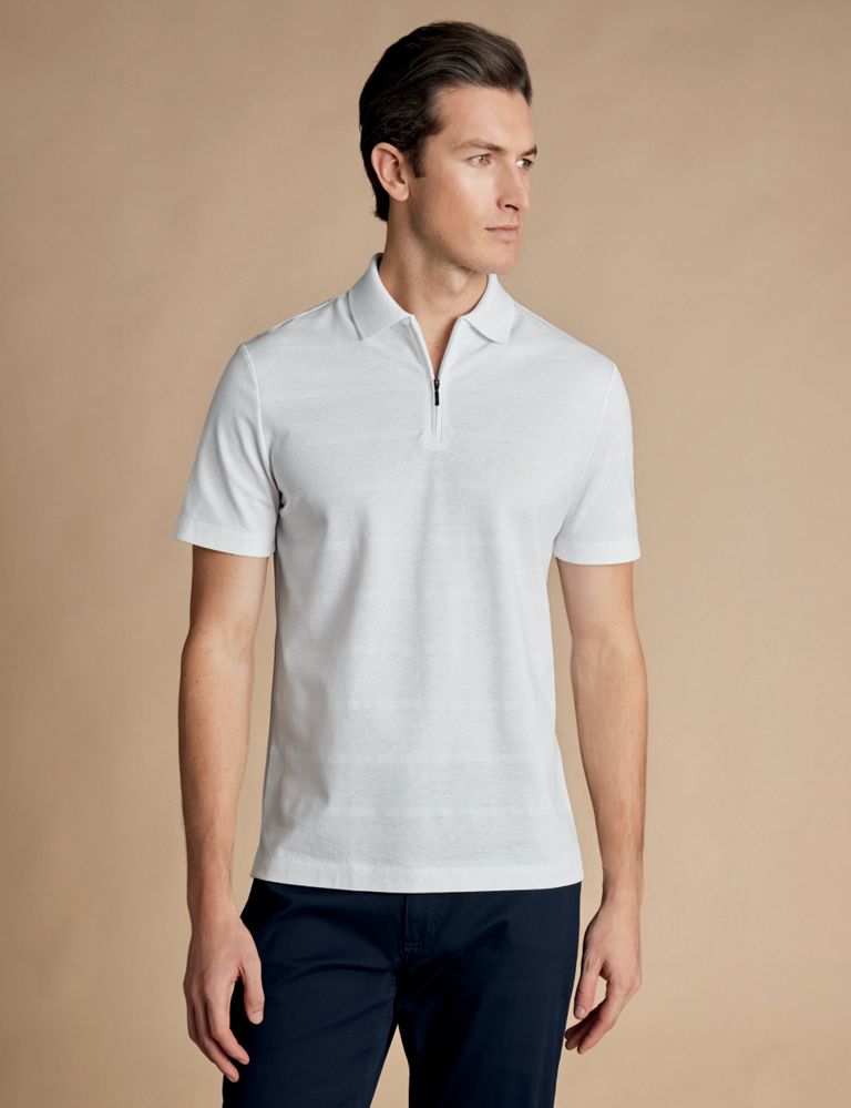 Pure Cotton Textured Polo Shirt 1 of 6