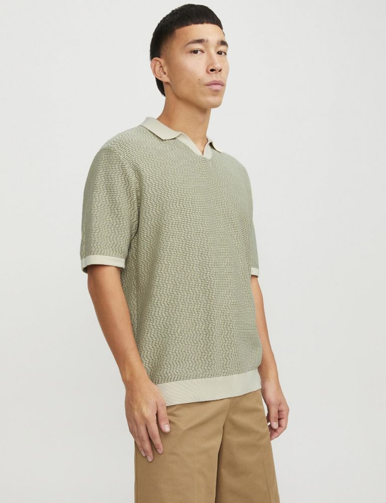 Pure Cotton Textured Polo Shirt 1 of 7