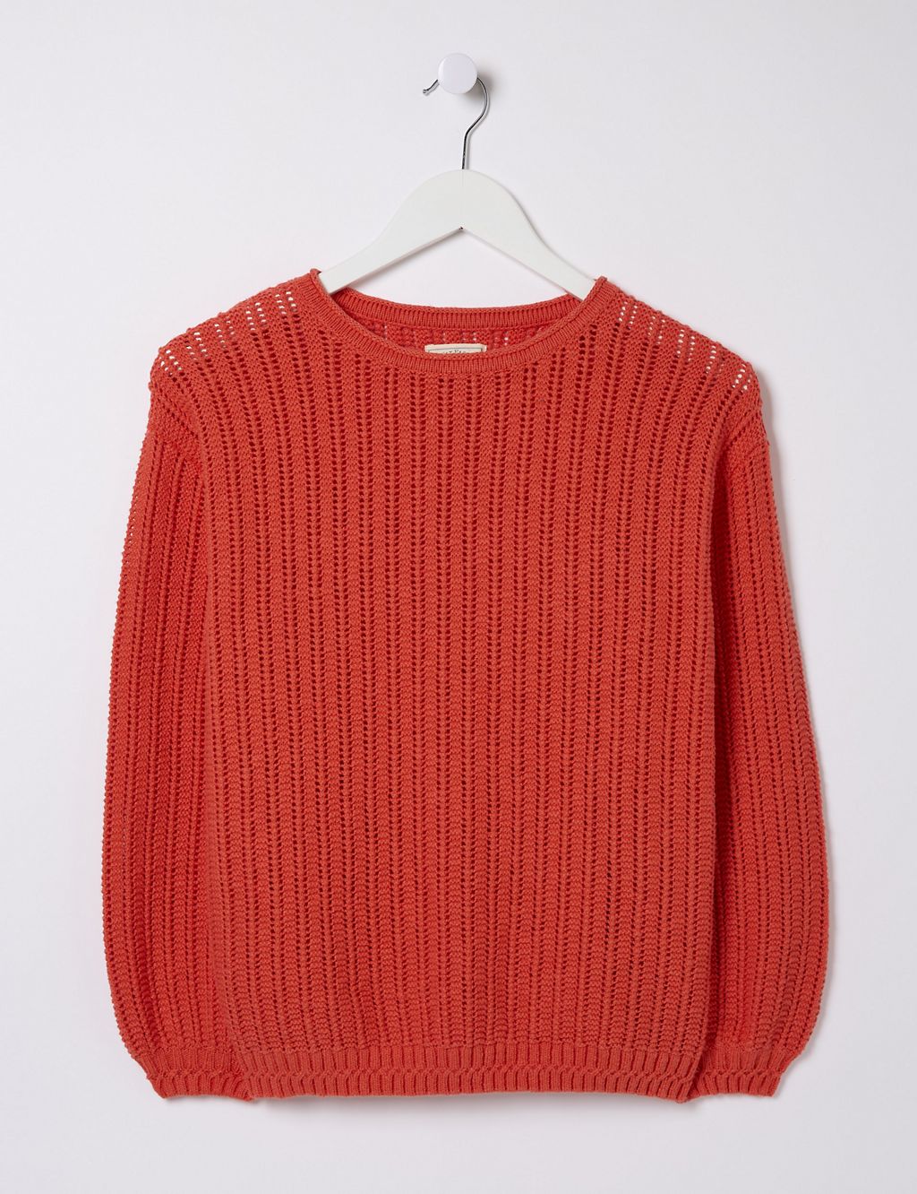 Pure Cotton Textured Ribbed Crew Neck Jumper 1 of 6