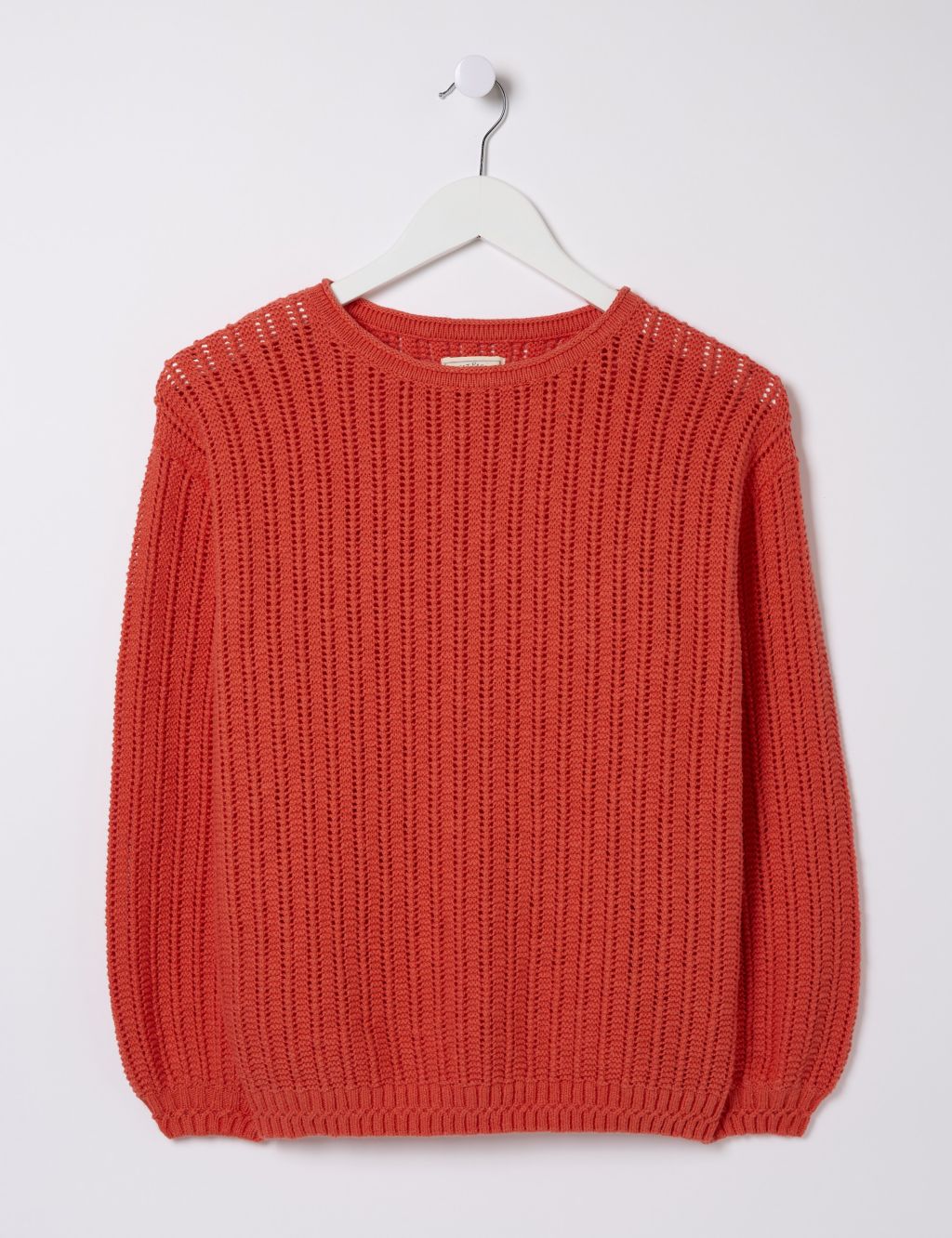 Pure Cotton Textured Ribbed Crew Neck Jumper 1 of 6