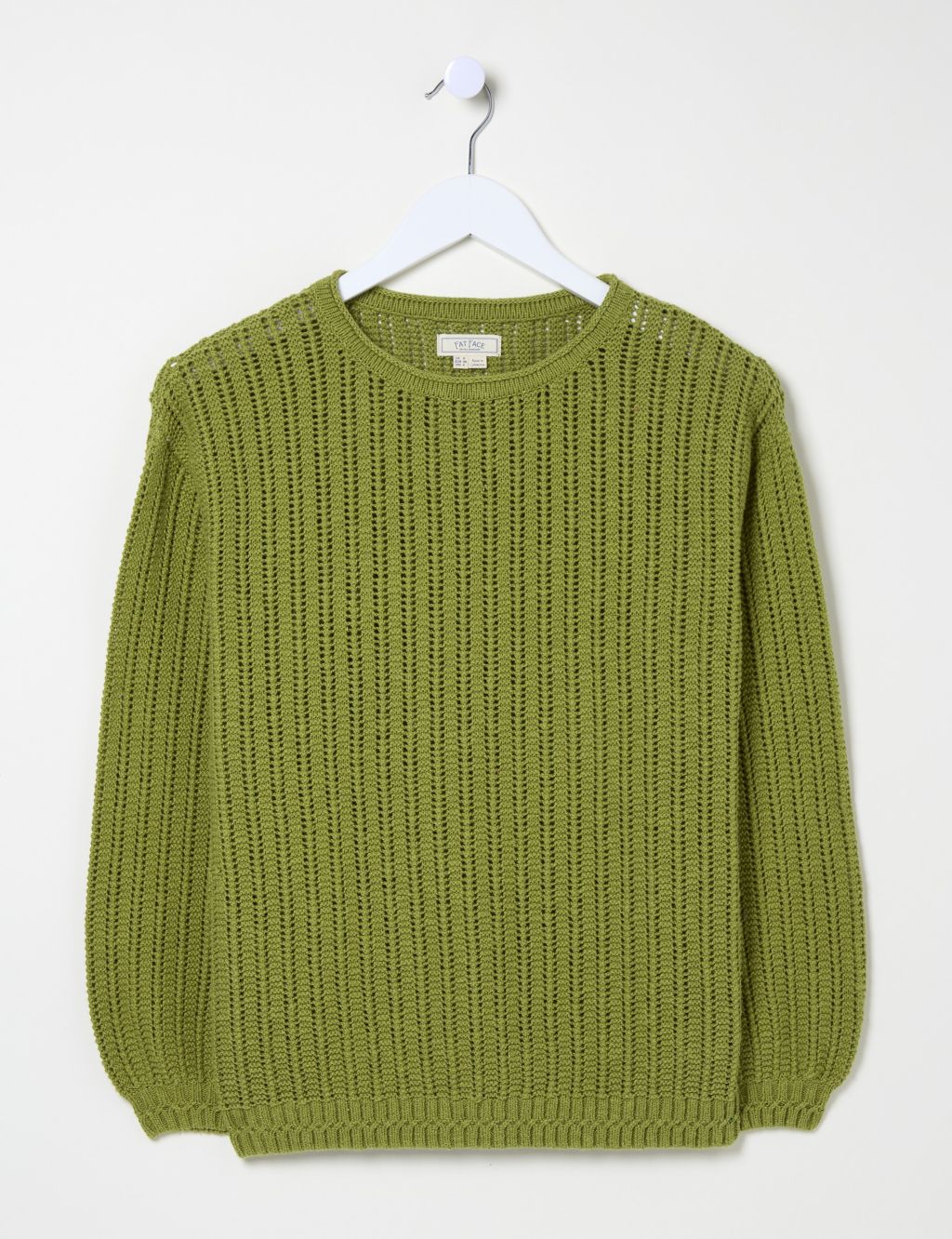 Pure Cotton Textured Ribbed Crew Neck Jumper 1 of 5