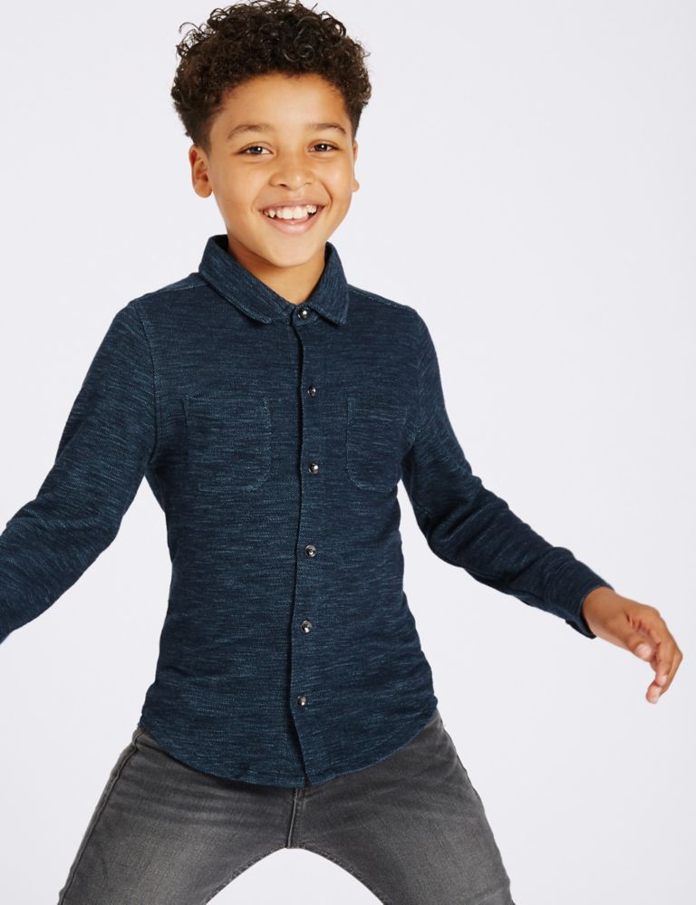 Pure Cotton Textured Shirt (3-14 Years) 1 of 5
